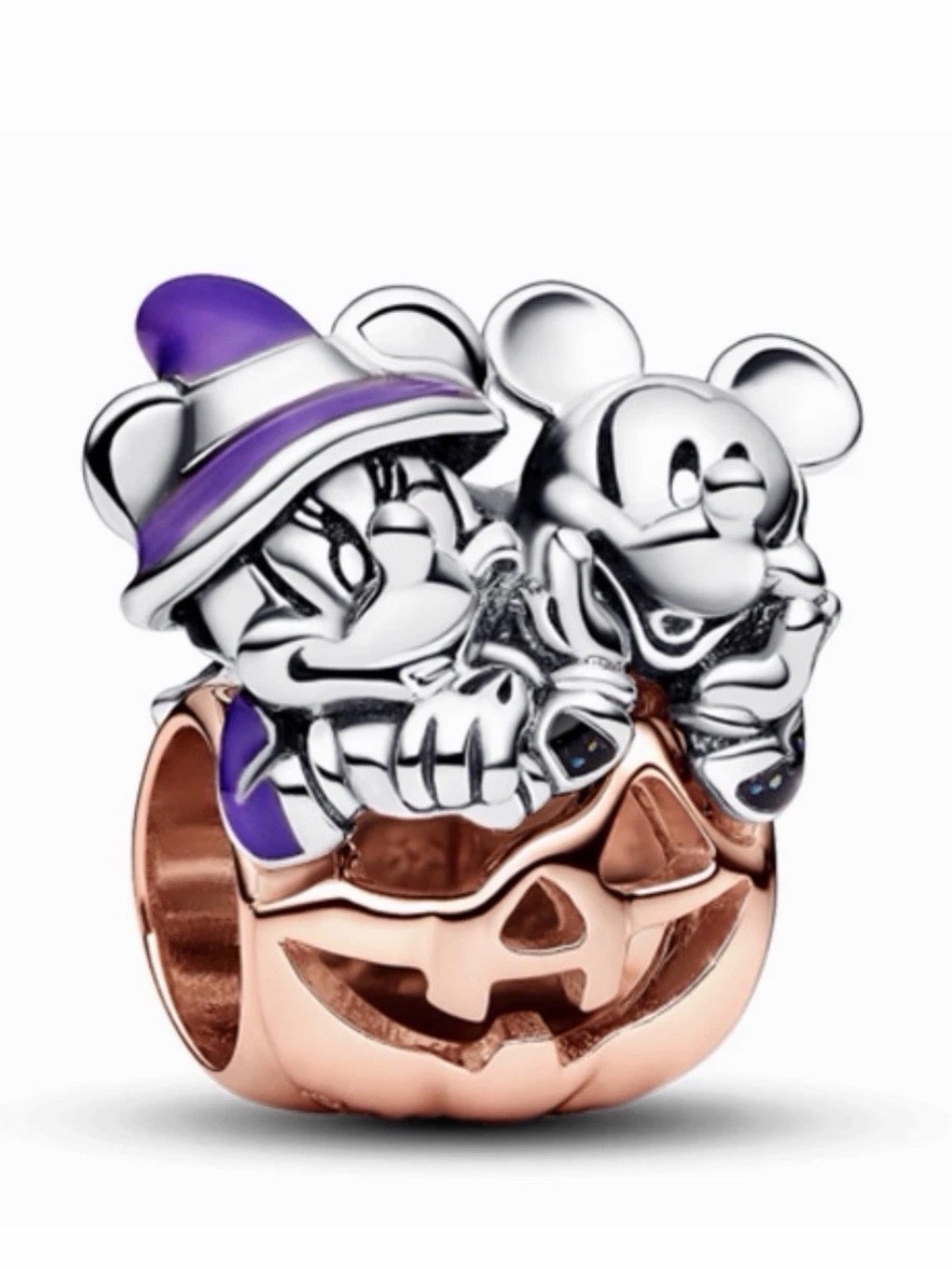 Pandora Disney Mickey Mouse & Minnie Mouse Halloween Pumpkin Charm, 782816C01.